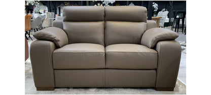 Refrain 3+2 New Trend Taupe Brown Semi Aniline Sofa Set With Wooden Legs And Contrast Stitching