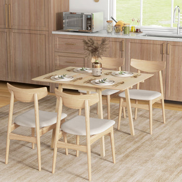 HOMCOM ooden Four-Seater Drop Leaf Table - Natural Finish