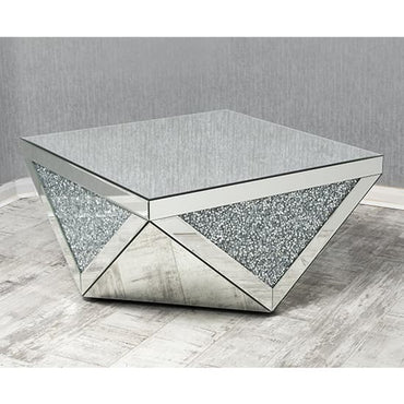 Mirrored Crushed Glass Coffee Table with MDF Base - Stylish Living Room Furniture