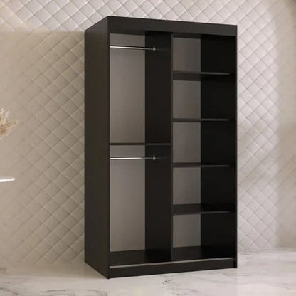 Rieti I Wooden Wardrobe Sliding 2 Doors 100cm In Black