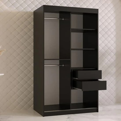 Rieti I Wooden Wardrobe Sliding 2 Doors 100cm In Black