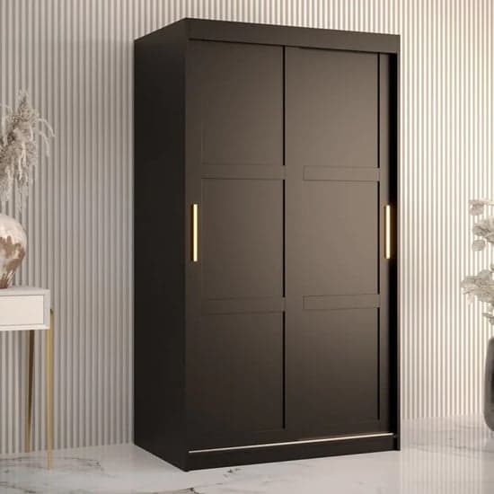 Rieti I Wooden Wardrobe Sliding 2 Doors 100cm In Black