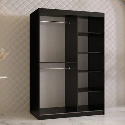 Rieti I Wooden Wardrobe Sliding 2 Doors 120cm In Black