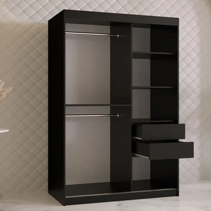 Rieti I Wooden Wardrobe Sliding 2 Doors 120cm In Black