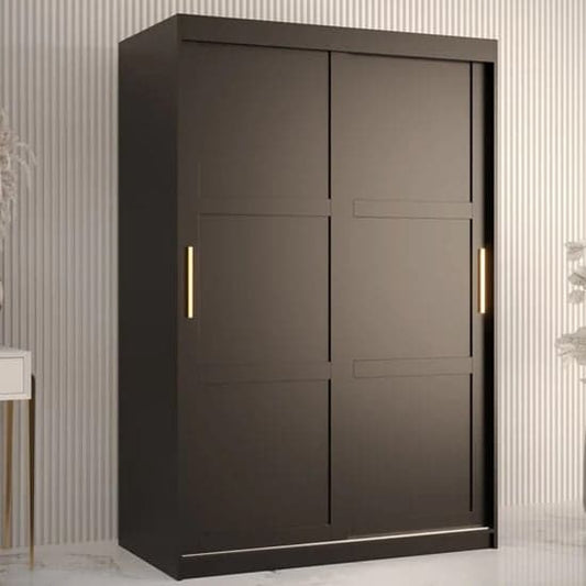 Rieti I Wooden Wardrobe Sliding 2 Doors 120cm In Black