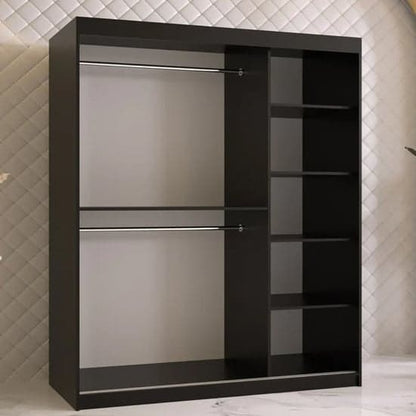 Rieti I Wooden Wardrobe Sliding 2 Doors 150cm In Black