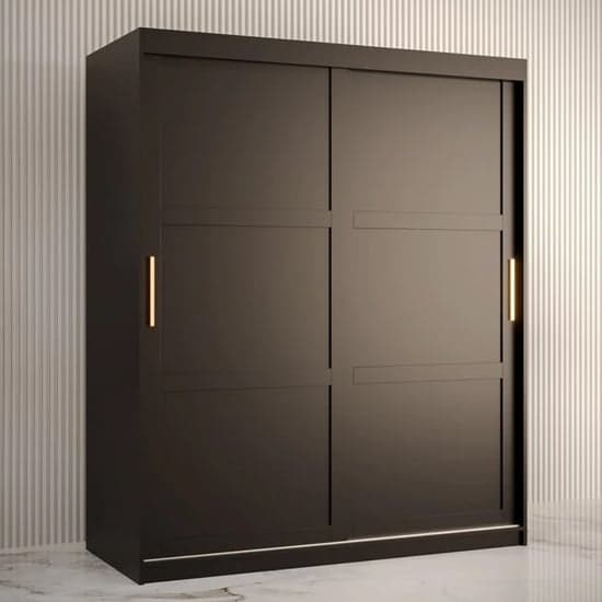 Rieti I Wooden Wardrobe Sliding 2 Doors 150cm In Black