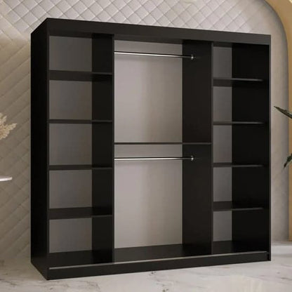 Rieti I Wooden Wardrobe Sliding 2 Doors 180cm In Black