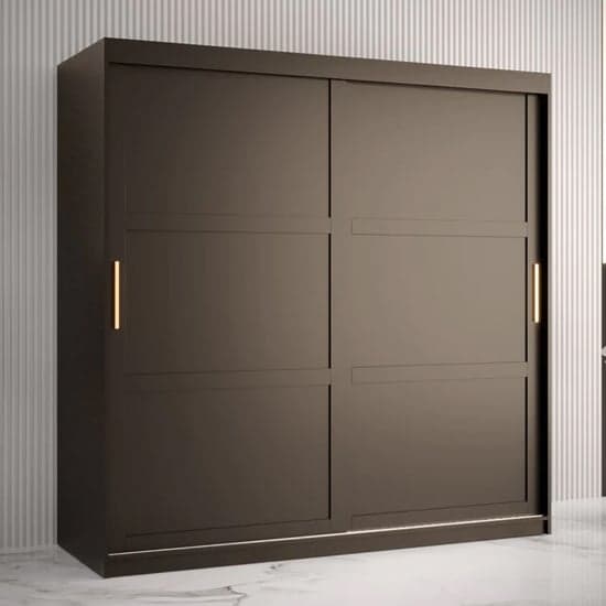 Rieti I Wooden Wardrobe Sliding 2 Doors 180cm In Black