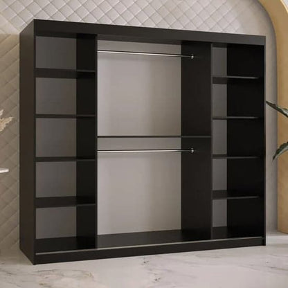 Rieti I Wooden Wardrobe Sliding 2 Doors 200cm In Black