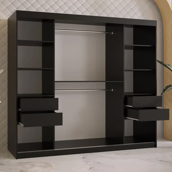 Rieti I Wooden Wardrobe Sliding 2 Doors 200cm In Black