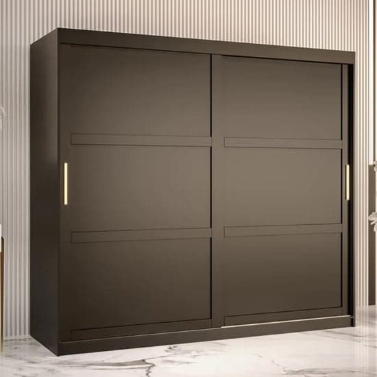 Rieti I Wooden Wardrobe Sliding 2 Doors 200cm In Black