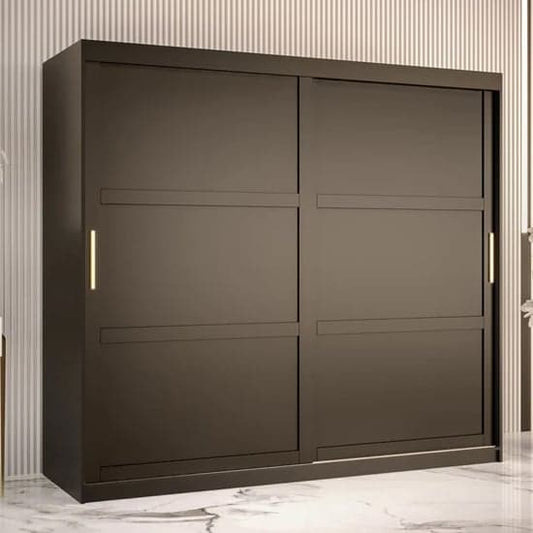 Rieti I Wooden Wardrobe Sliding 2 Doors 200cm In Black