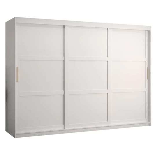 White 250cm Sliding Door Wooden Wardrobe with 3 Doors and Storage Solutions