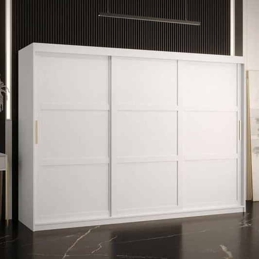 Rieti I Wooden Wardrobe Sliding 3 Doors 250cm In White