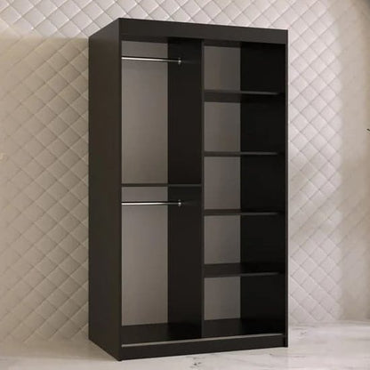 Rieti II Mirrored Wardrobe Sliding 2 Doors 100cm In Black