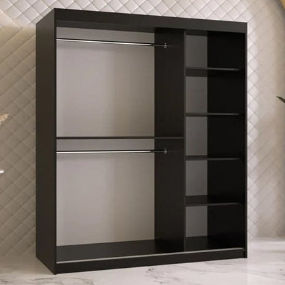 Rieti II Mirrored Wardrobe Sliding 2 Doors 150cm In Black