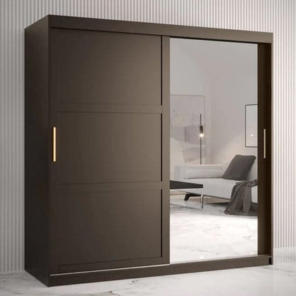 Rieti II Mirrored Wardrobe Sliding 2 Doors 180cm In Black