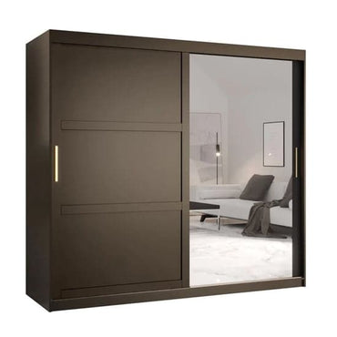 Rieti II Mirrored Wardrobe Sliding 2 Doors 200cm In Black