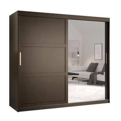 Rieti II Mirrored Wardrobe Sliding 2 Doors 200cm In Black