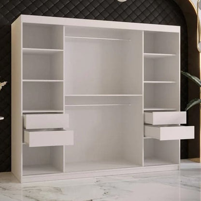 White Rieti II 200cm Mirrored Sliding Wardrobe with Ample Storage