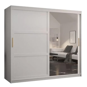 White Rieti II 200cm Mirrored Sliding Wardrobe with Ample Storage