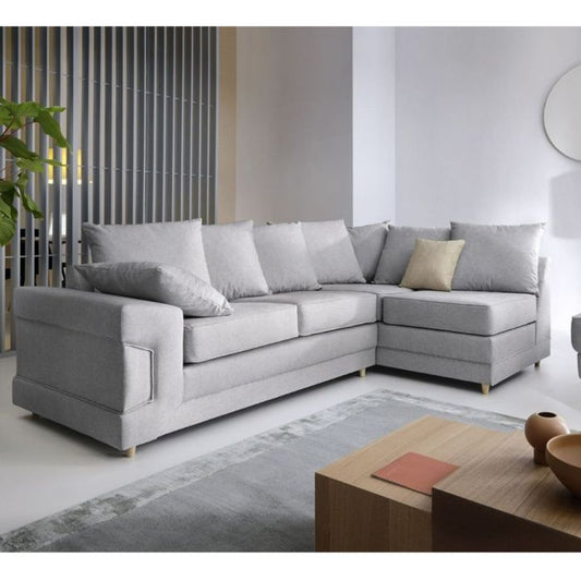 Modern Light Grey Corner Sofa Chaise with Breathable Fabric