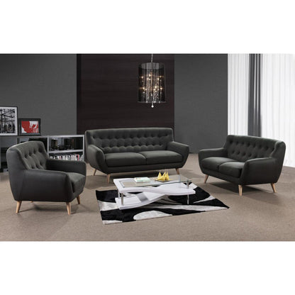 Classic Comfort for Modern Living Roanoke Grey Fabric 1-Seater Sofa with Stylish Natural Oak Legs