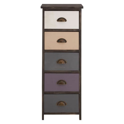 Riley Wooden Chest Of 5 Drawers In Multicolour