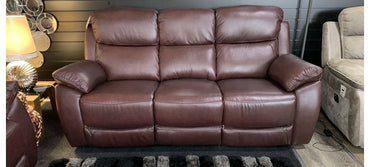 Rivoli 3+2 Seater Leather Recliner Sofa Set in Wine with Hardwood Frame