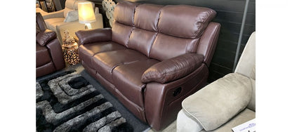 Rivoli 3+2 Seater Leather Recliner Sofa Set in Wine with Hardwood Frame