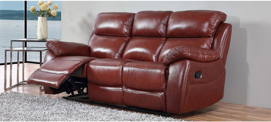 Rivoli 3+2+1 Manual Recliner Sofa Set in Durable Tabac Leather with Hardwood Frame