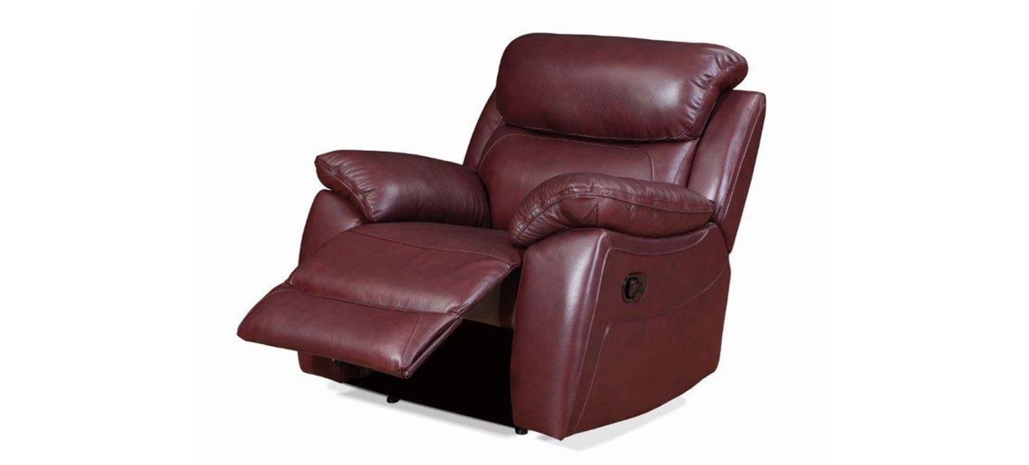 Rivoli Leather Recliner Sofa Set - 3+2+1 Seating, Durable Corrected Grain Leather, Hardwood Frame