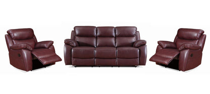 Rivoli Leather Recliner Sofa Set - 3+2+1 Seating, Durable Corrected Grain Leather, Hardwood Frame