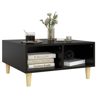 Black Riye Wooden Coffee Table with 2 Shelves for Modern Living Rooms