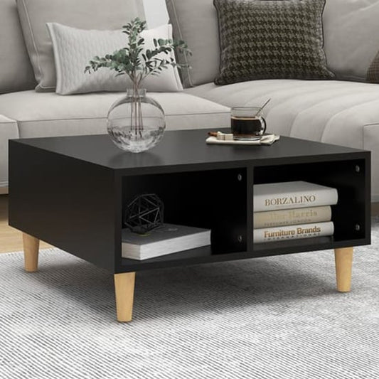 Black Riye Wooden Coffee Table with 2 Shelves for Modern Living Rooms