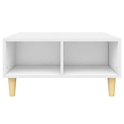 Scandinavian White Wooden Coffee Table with 2 Shelves for Living Room