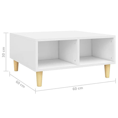 Scandinavian White Wooden Coffee Table with 2 Shelves for Living Room