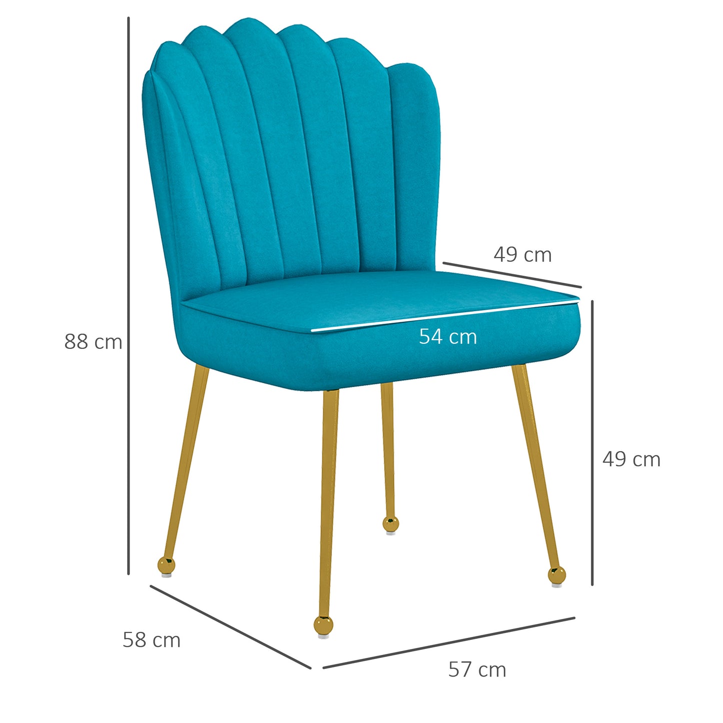 HOMCOM elvet-Feel Shell Accent Chair - Blue