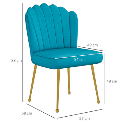 HOMCOM elvet-Feel Shell Accent Chair - Blue