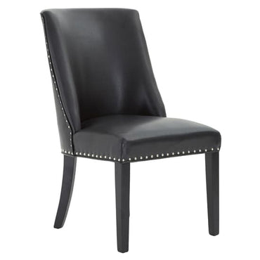 Rodik Black Faux Leather Dining Chairs In Pair