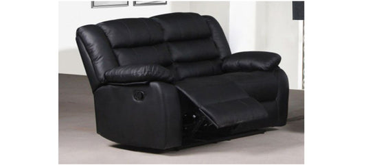 Roman Black Recliner Leather Sofa 2 Seater Bonded Leather