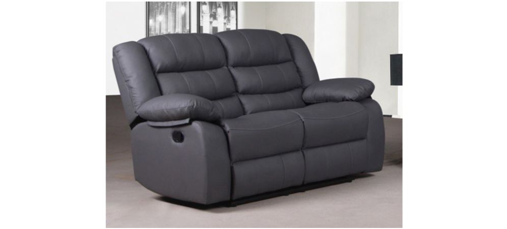 Roman Grey Bonded Leather Manual Recliner Sofa Set - 3-Seater, 2-Seater, and Armchair