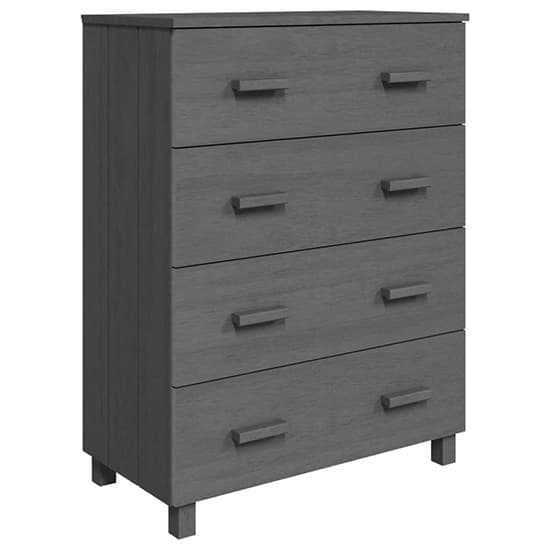 Ronen Pine Wood Chest Of 4 Drawers In Dark Grey