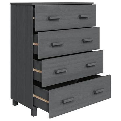 Ronen Pine Wood Chest Of 4 Drawers In Dark Grey