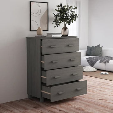 Ronen Pine Wood Chest Of 4 Drawers In Light Grey