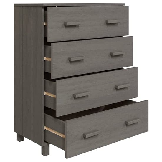 Ronen Pine Wood Chest Of 4 Drawers In Light Grey