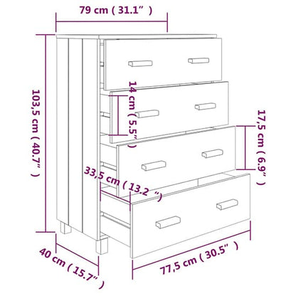 Ronen Pine Wood Chest Of 4 Drawers In Light Grey