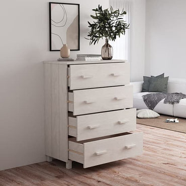 Ronen Pine Wood Chest Of 4 Drawers In White