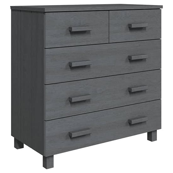 Ronen Pine Wood Chest Of 5 Drawers In Dark Grey